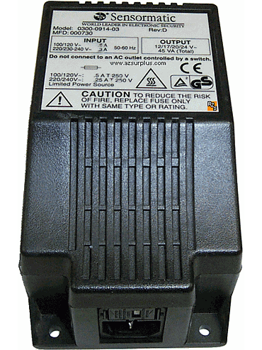 Sensormatic 0300-0914-03 Transformer 50/60HZ, 110VAC-120VAC In, 12/17/20/24V Out